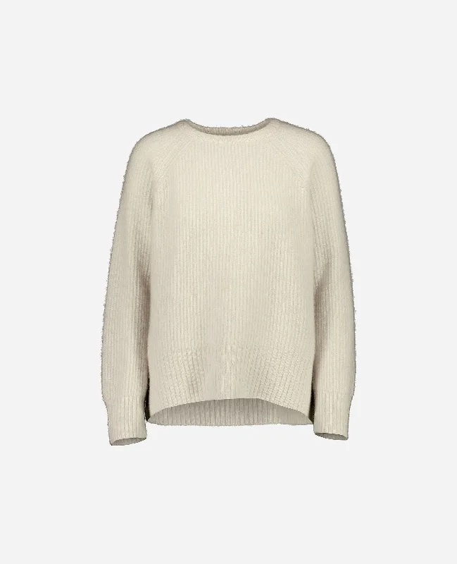 Rundhalsausschnitt Pullover aus Cashmere in Weiß