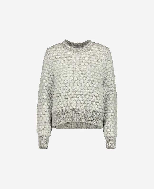 Rundhals Pullover aus Cashmere-Mischung in Grau