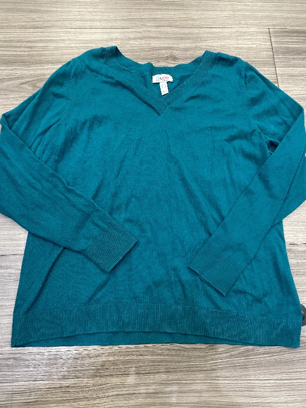 Sweater By Denim And Company In Teal, Size: L