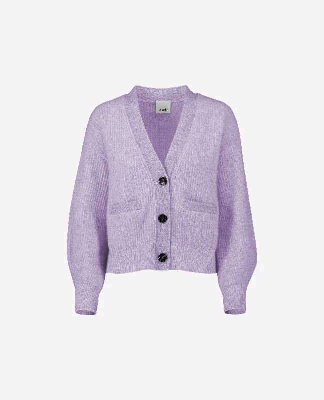 V-Strickjacke aus Cashmere in Lila