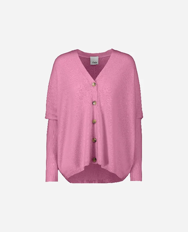 V-Strickjacke aus Cashmere-Mischung in Rose