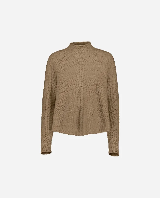 Stehkragen Pullover aus Cashmere-Mischung in Beige