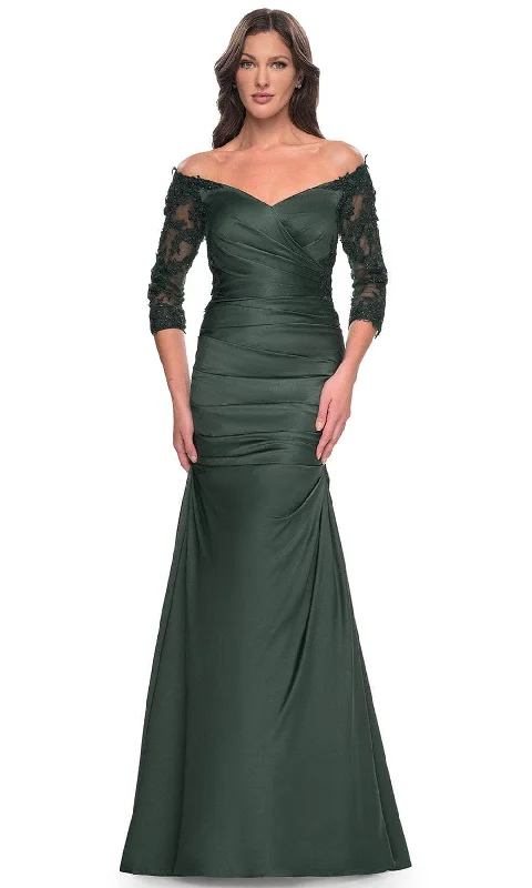 La Femme 30853 - Off Shoulder Satin Evening Dress