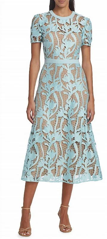 Lace Midi Dress In Blue