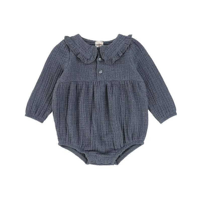 Analogie Muslin Girls Romper - Blue/Grey