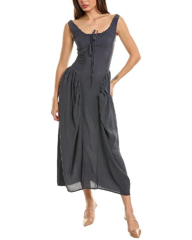 Moonsea Shirred Side Midi Dress