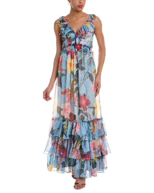 PatBO Hibiscus Ruffle Maxi Dress