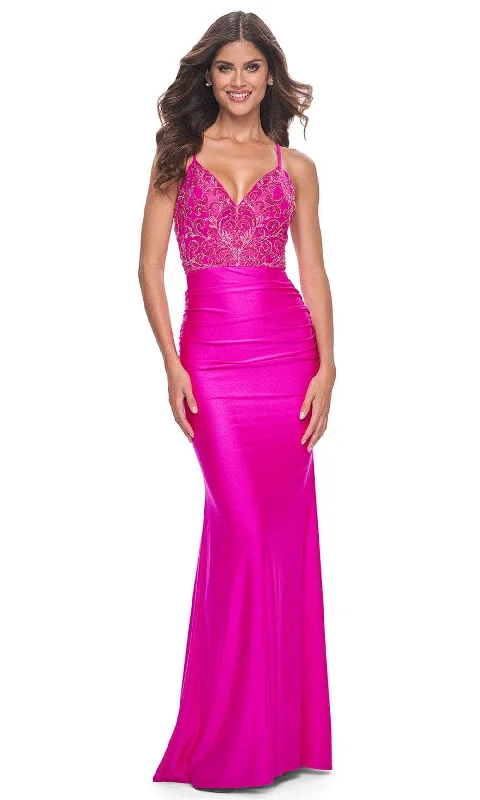 La Femme 32324 - Bead Embellished V-Neck Prom Gown