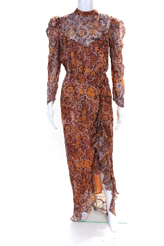 Rococo Sand Women's High Neck Long Sleeves Ruffle Floral Maxi Dress