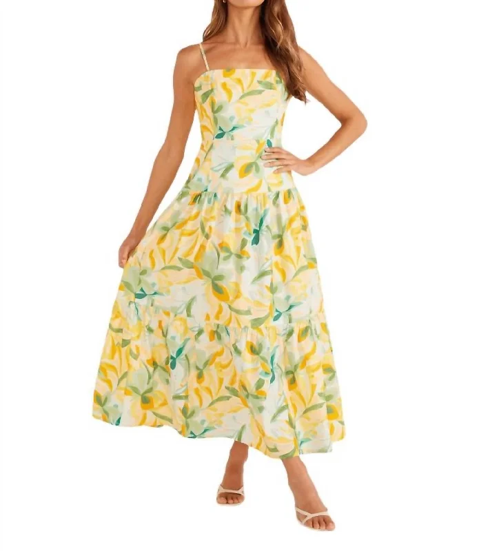 Solstice Tiered Midi Dress In Tropical