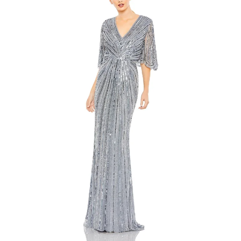 Womens Sequined Maxi Evening Dress