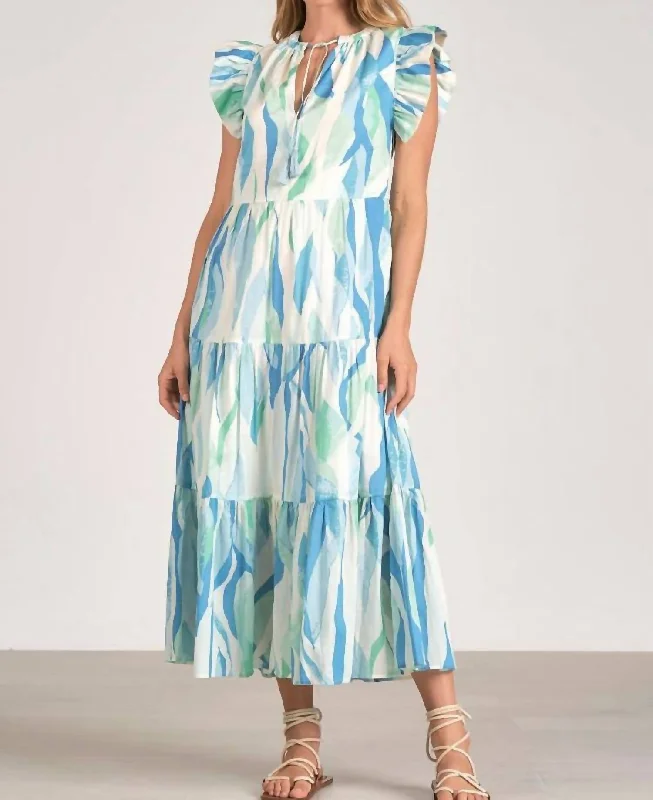 Cora Maxi Dress In Azure Amalfi