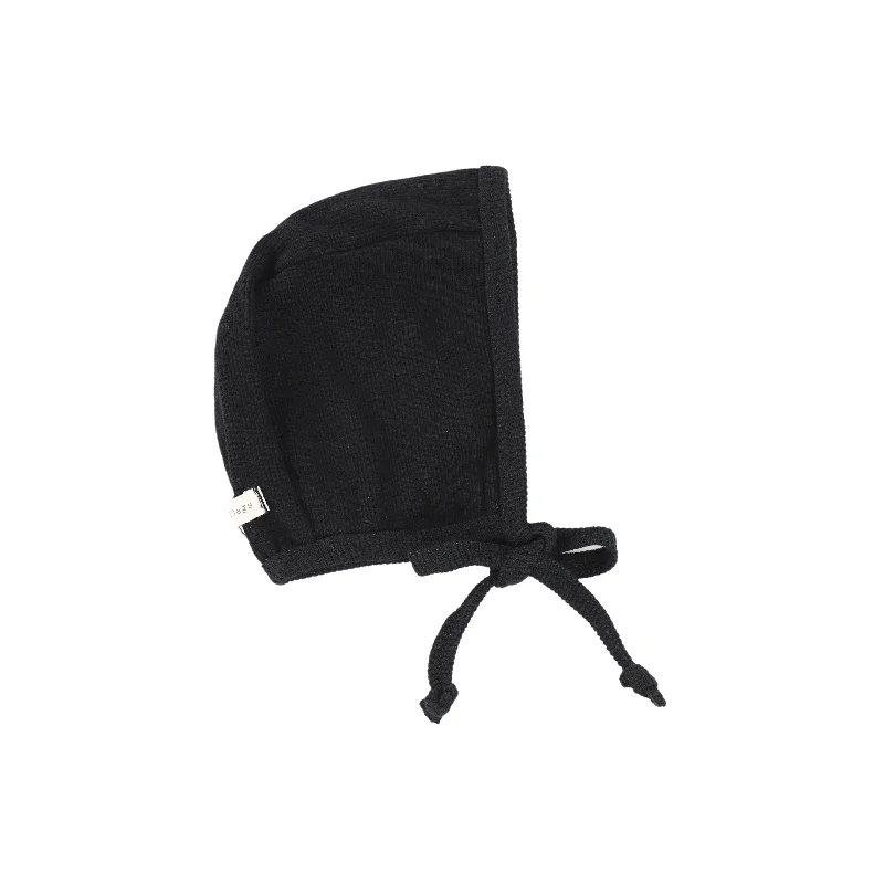 Lil Legs Classic Ribbed Bonnet - Black