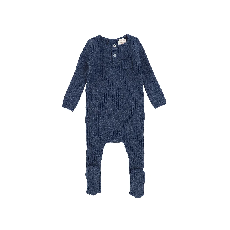 Analogie Knit Pocket Footie - Heather Blue