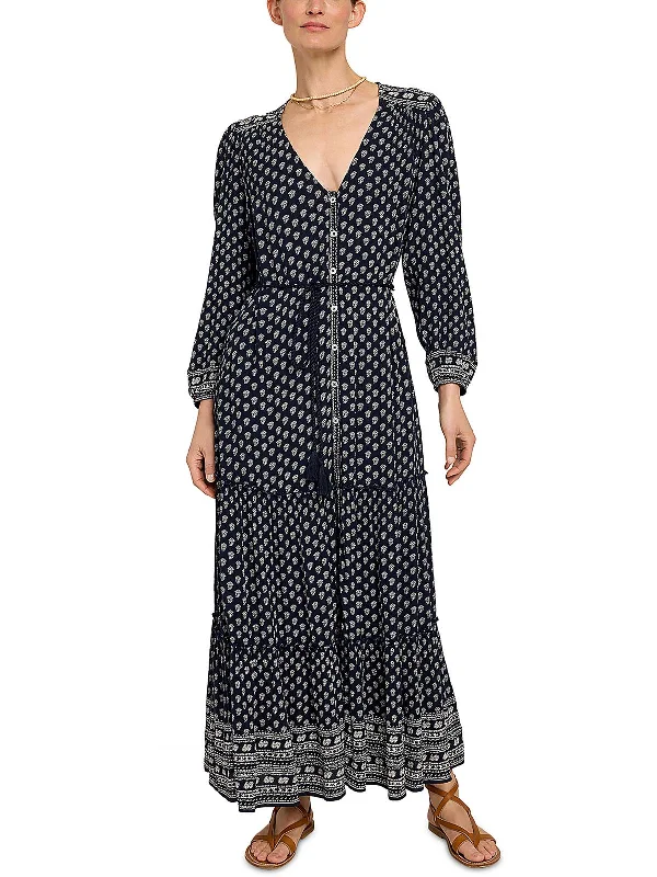 Orinda Womens Printed Long Sleeves Maxi Dress