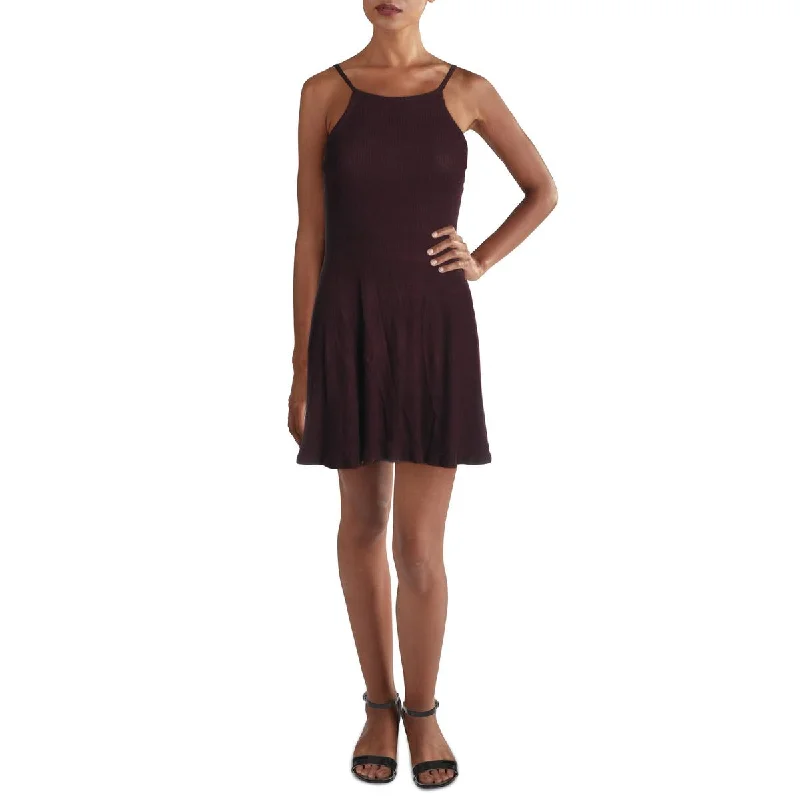 Womens Sleeveless Halter Mini Dress