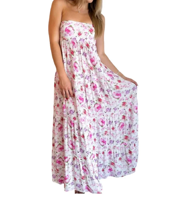 Dreamy Floral Maxi Dress In Pink