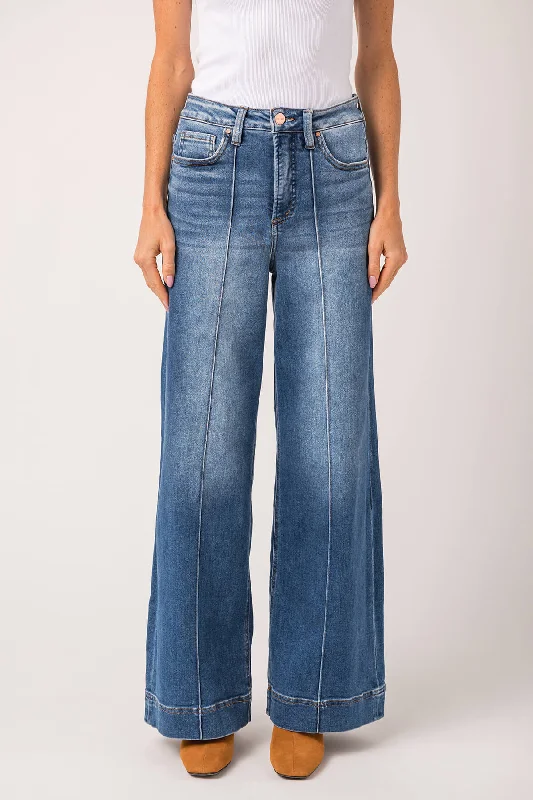 Risen Dani High Rise Front Pintuck Ankle Wide Leg Jeans