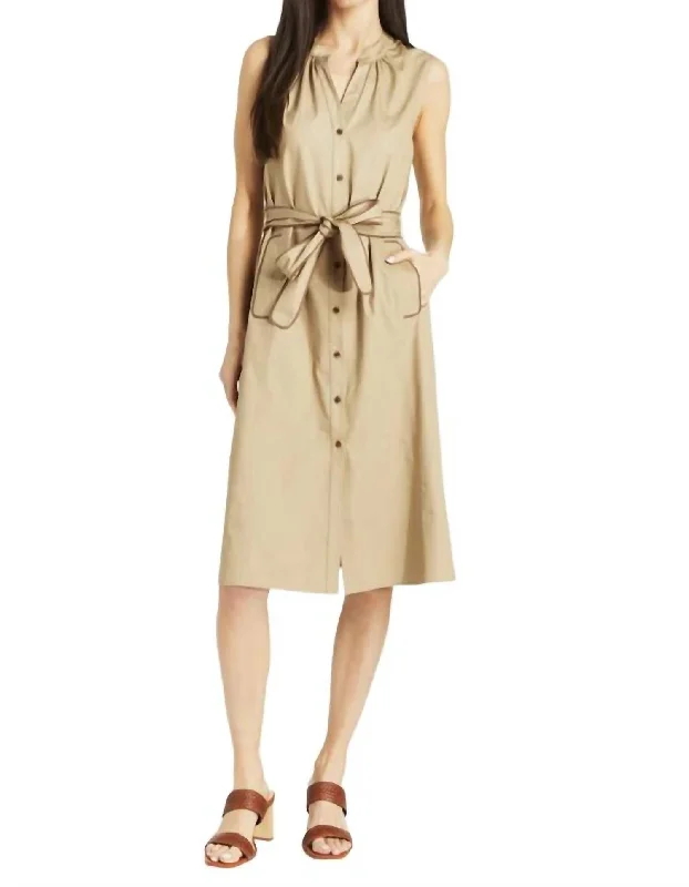 Madison Midi Dress In Khaki