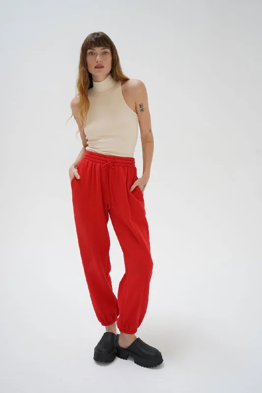 Jace Seamed Fleece Jogger - High Risk Red