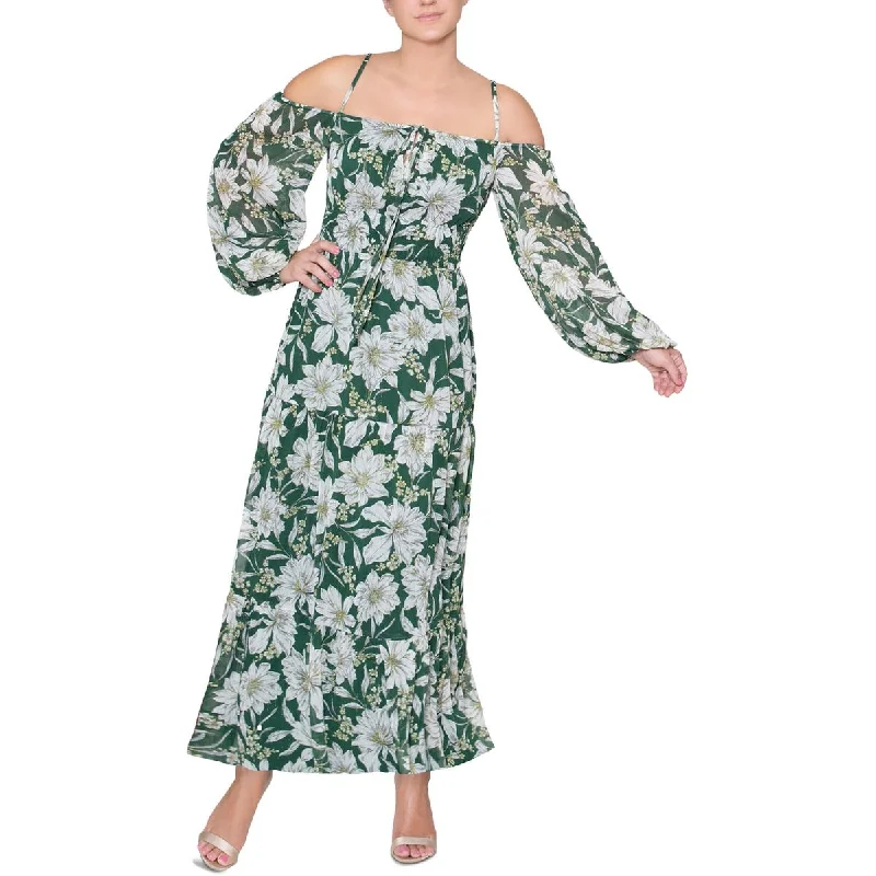 Womens Chiffon Floral Maxi Dress