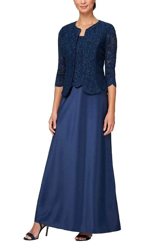 Alex Evenings 81122326 - Lace Top Long Dress With Jacket