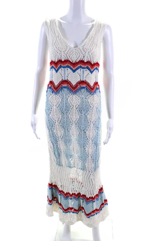 PETER PILOTTO Womens Cotton Knitted Striped Print Maxi Dress White