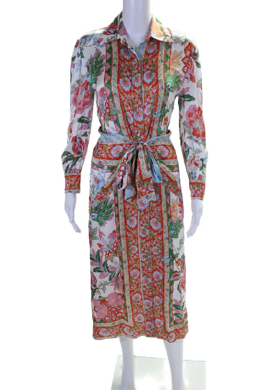 Misa Womens Kasbah Long Sleeve Tie Waist Floral Maxi Dress Multicolor