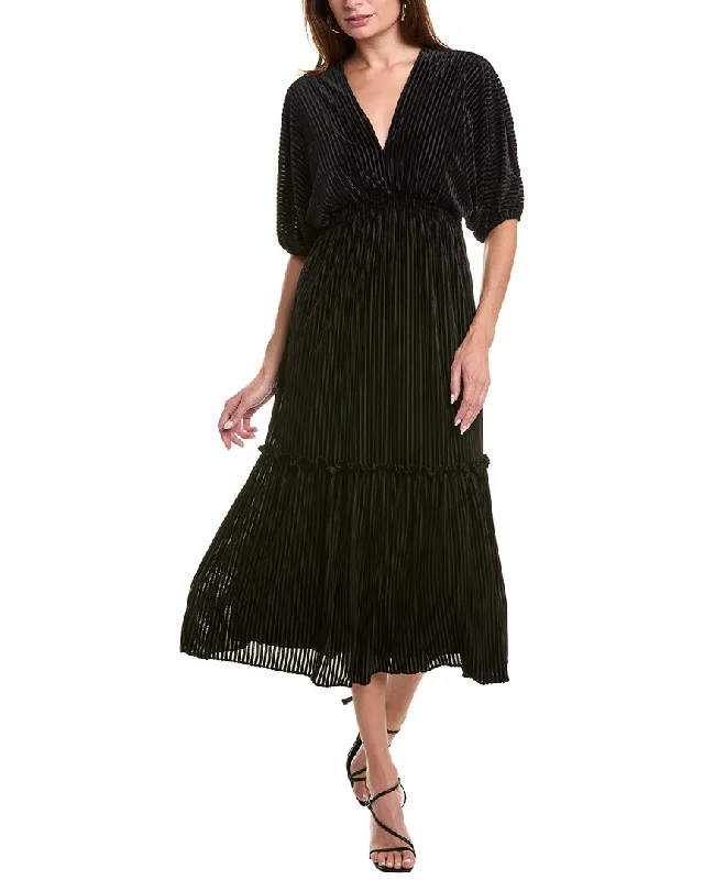 Taylor Velvet Burnout Stripe Midi Dress