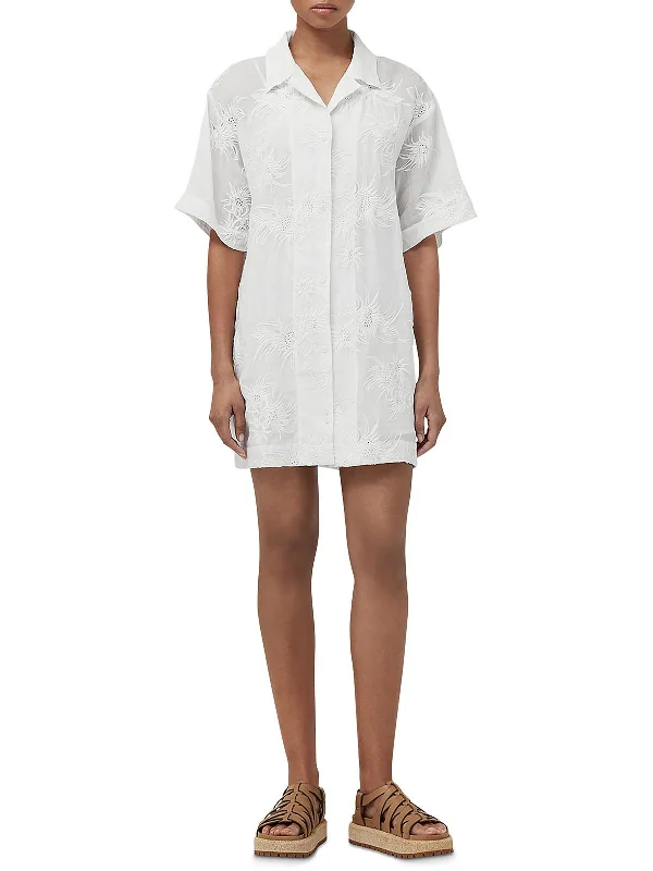 Reed Womens Eyelet Midi Shirtdress