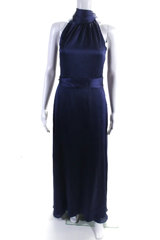 Sachin & Babi Women's High Neck Sleeveless Cinch Waist Maxi Dress Blue