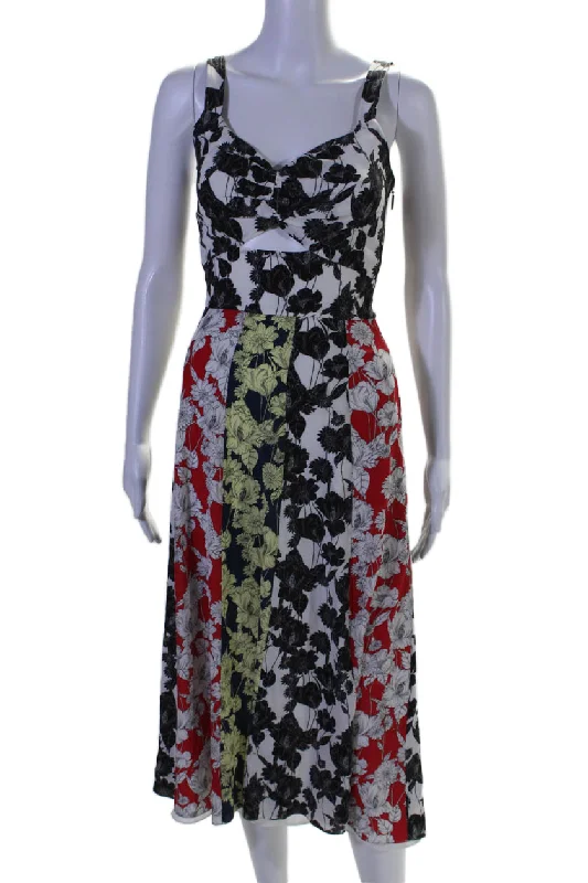 Jason Wu Womens Silk Floral Print A Line Maxi Dress Multi Colored