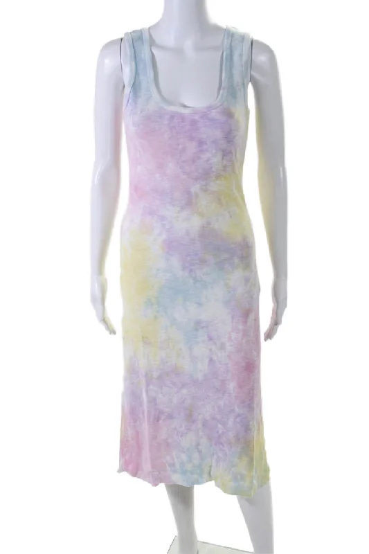 Love Shack Fancy Womens Cotton Tie Dye Sleeveless Maxi Dress Multicolor