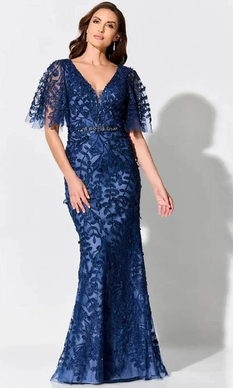 Ivonne D ID905FLT - Beaded Lace Evening Dress