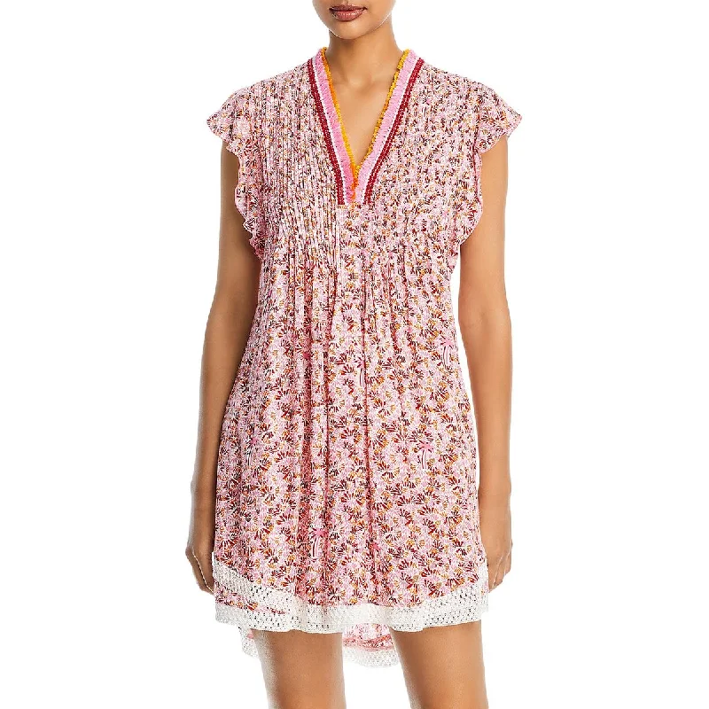 Womens Floral Print Mini Mini Dress