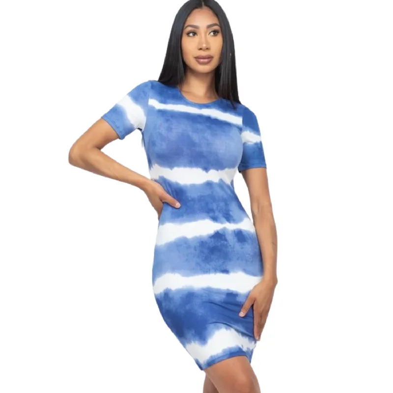 Stripe Tie-dye Printed Midi Dress