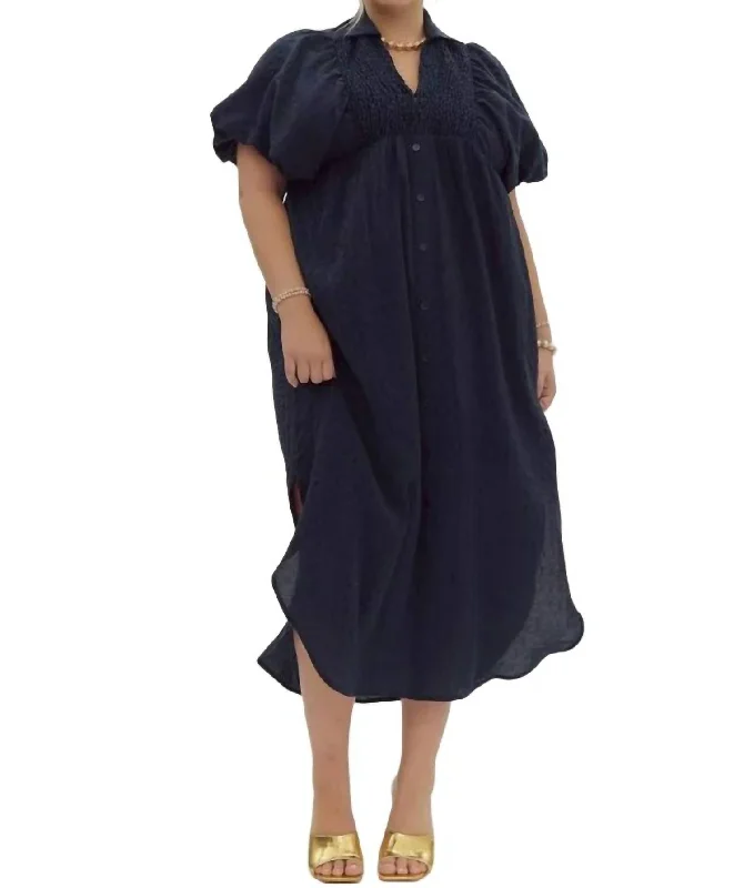 Lurex Midi Dress In Navy