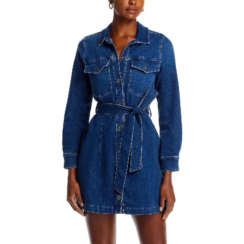 Kennady Womens Denim Mini Shirtdress