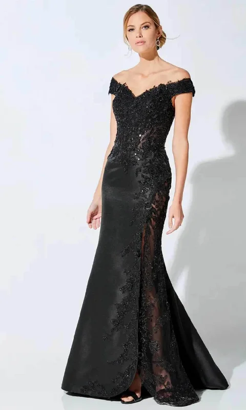 Ivonne D 221D51F - Applique Slit Mermaid Evening Dress