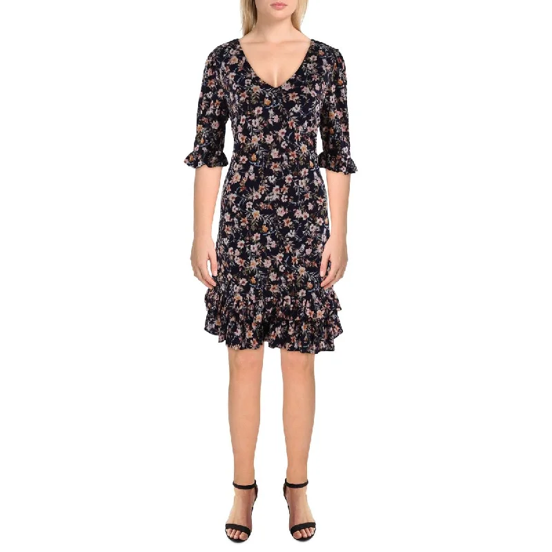 Womens Floral Mini Shift Dress