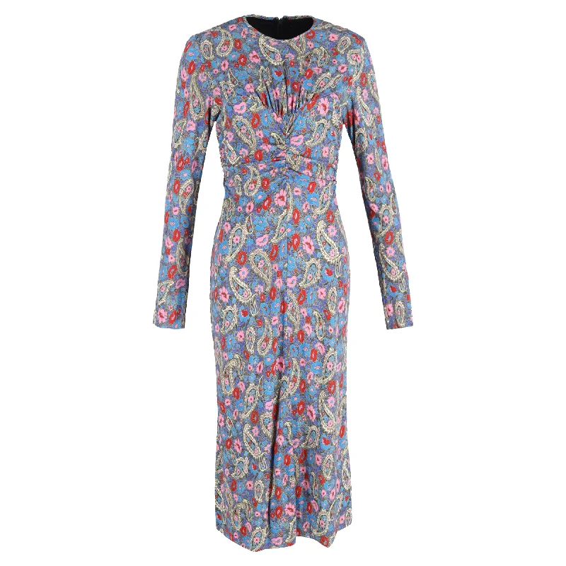 Isabel Marant Midi Linario Printed Dress in Multicolor Viscose