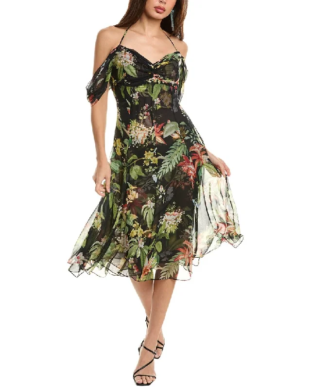 Oscar de la Renta Chiffon Silk Midi Dress