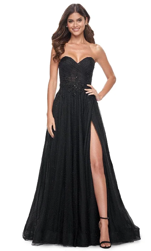 La Femme 32005 - Ruched Illusion Strapless Prom Gown