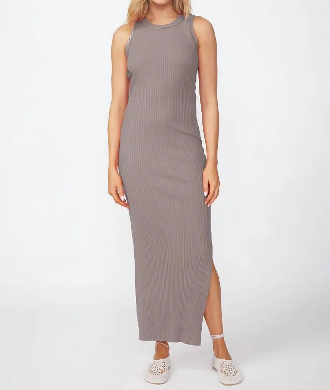 Luxe Maxi Rib Tank Dress In Twig