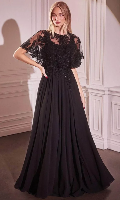 Ladivine CDS503 - Embellished Cape Evening Gown