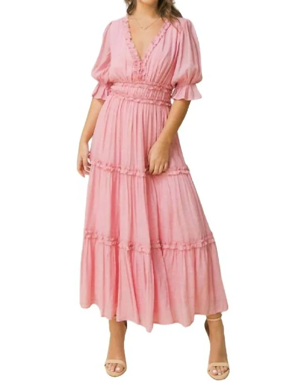 Modern Movement Lace Maxi Dress In Pink