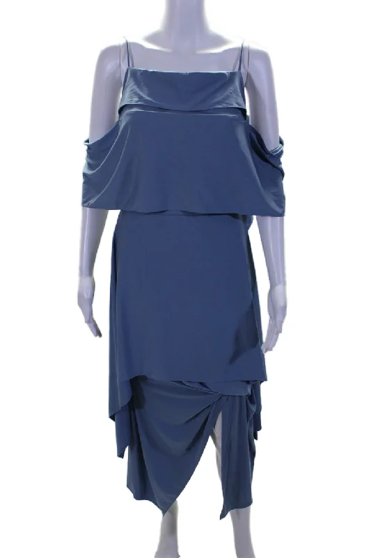 Salvatore Ferragamo Womens Spaghetti Strap Maxi Dress Blue