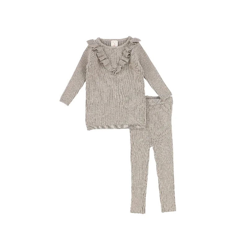 Analogie Knit Ruffle Set - Taupe