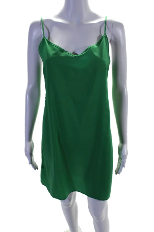 Pinko Womens Spaghetti Strap V Neck Lightweight Mini Slip Dress Green