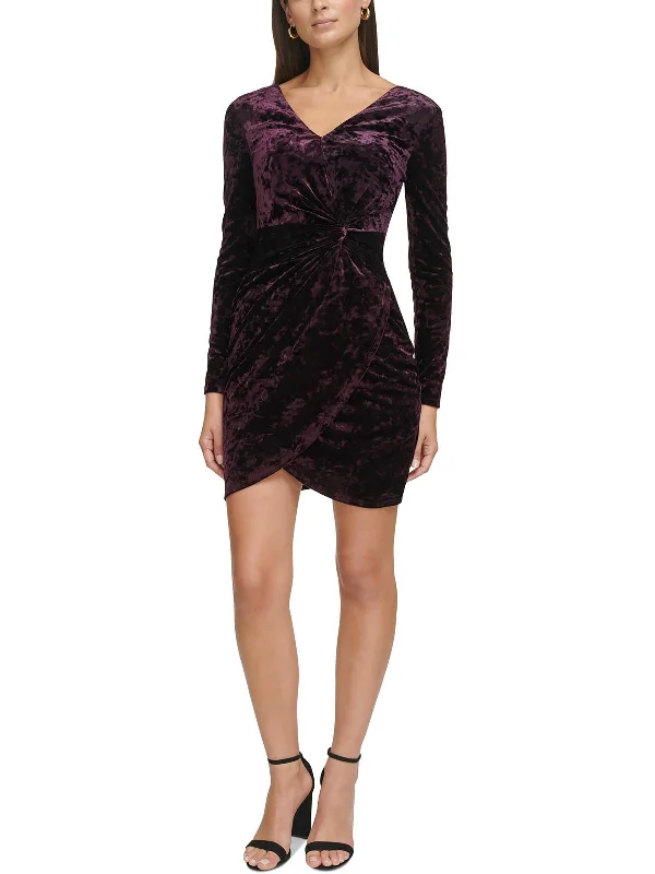 Womens Velvet Midi Cocktail And Party Dress